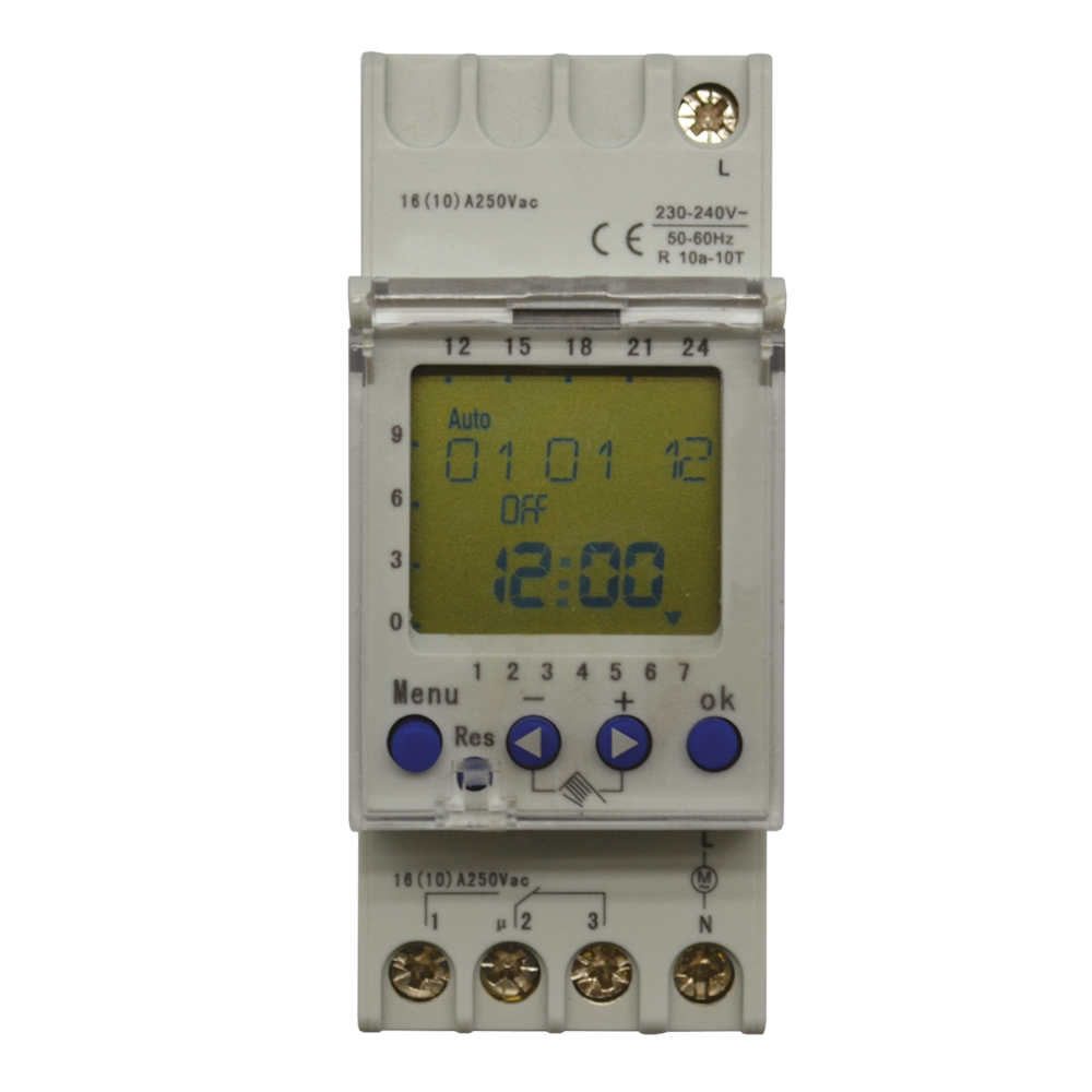 Image du produit Horloge digitale hebdomataire rail DIN 2M 230V AC 2 Contacts