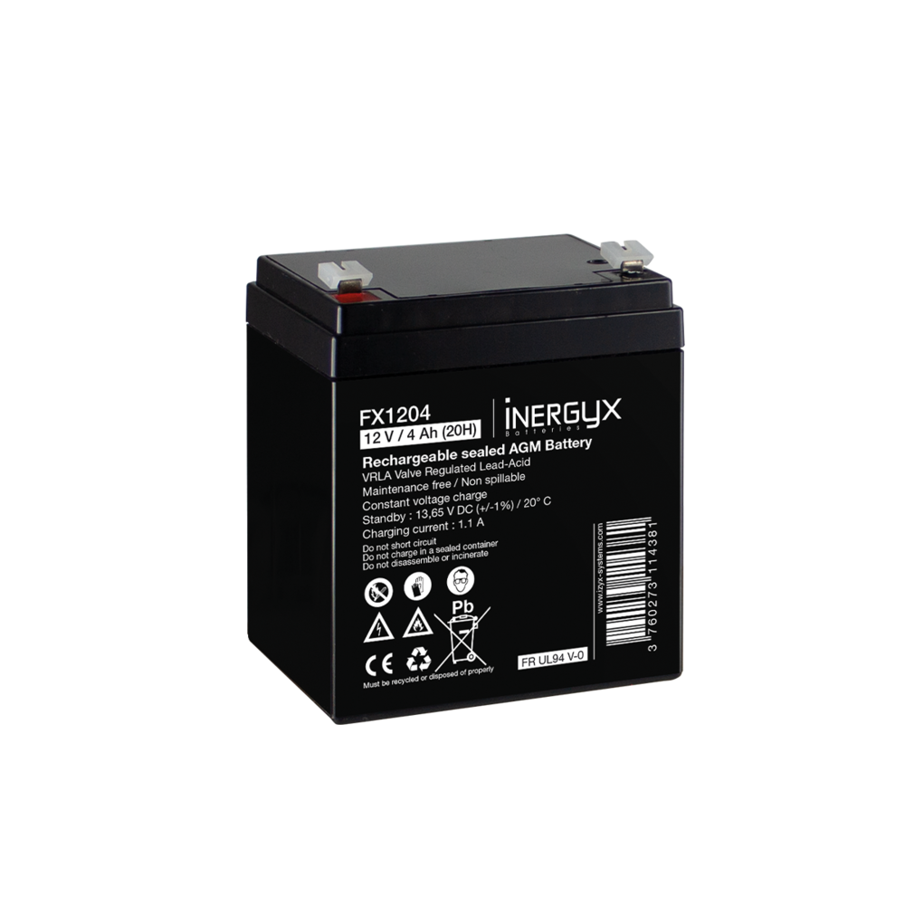 Image du produit Batterie rechargeable VRLA 12V / 4 Ah - Bac FR UL94 V-0 - 90