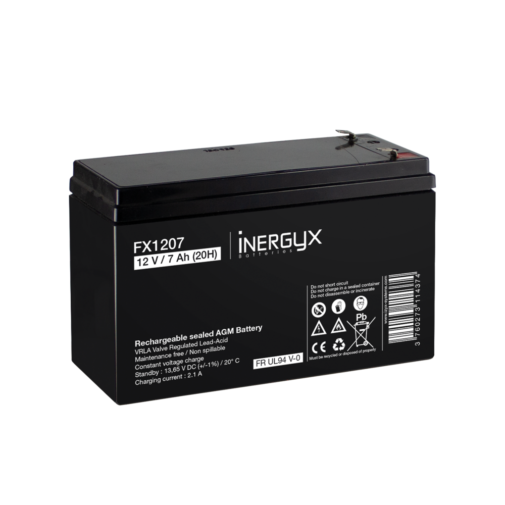 Image du produit Batterie rechargeable VRLA 12V / 7 Ah - Bac FR UL94 V-0 - 15