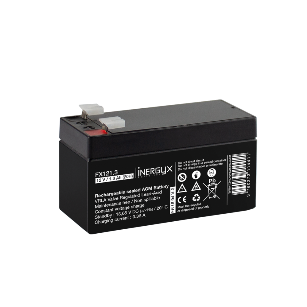 Image du produit Batterie rechargeable VRLA 12V / 1,3 Ah - Bac FR UL94 V-0 -