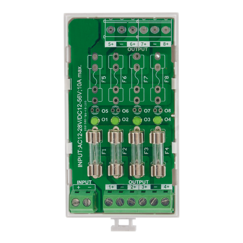 Image du produit Carte multivoies rail DIN 3M 12-24V AC / 12-48V DC - 4 fusib