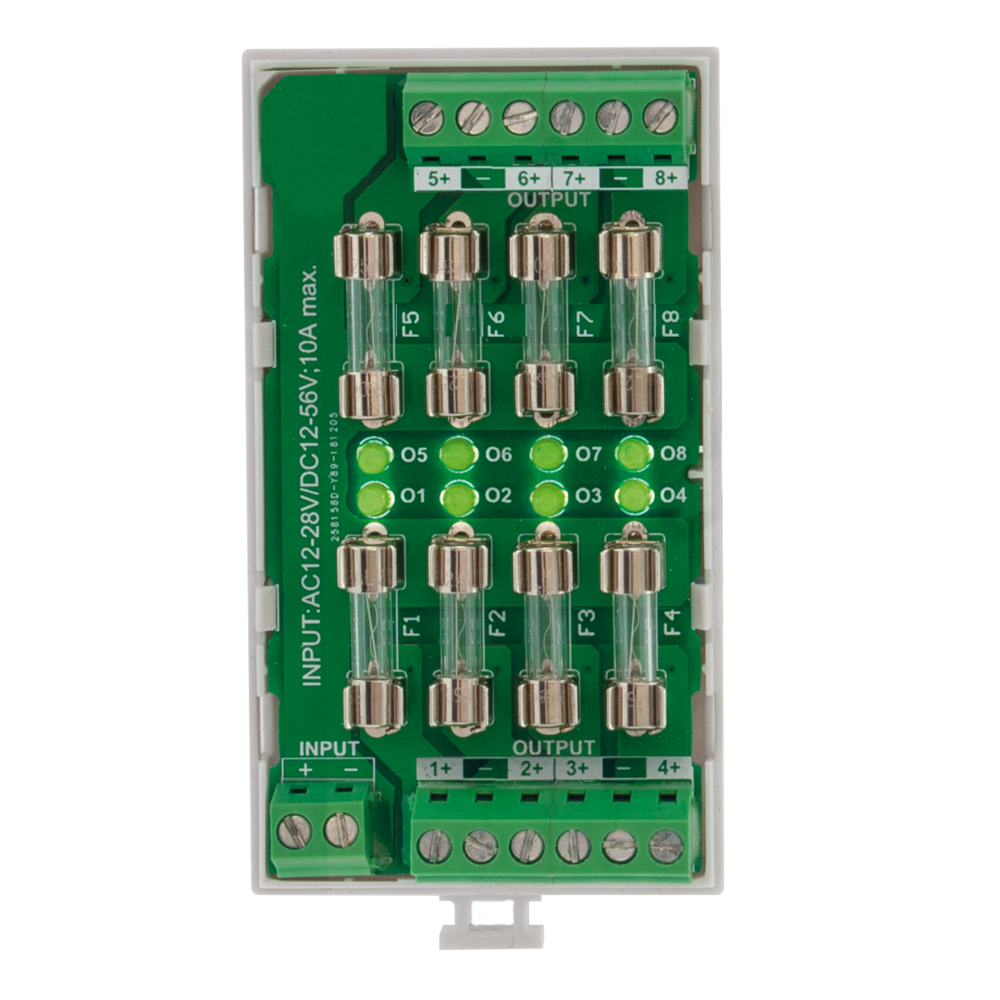 Image du produit Carte multivoies rail DIN 3M 12-24V AC / 12-48V DC - 8 fusib