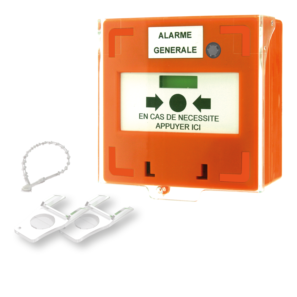 Image du produit Déclencheur manuel orange 1 contact Reset façade + capot, 2