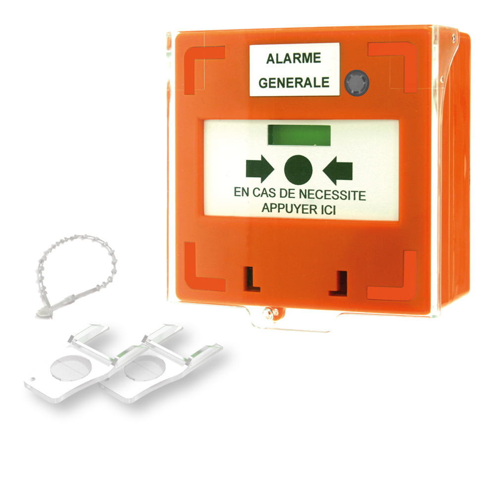 Image du produit Déclencheur manuel orange 3 contacts Reset façade + capot, 2