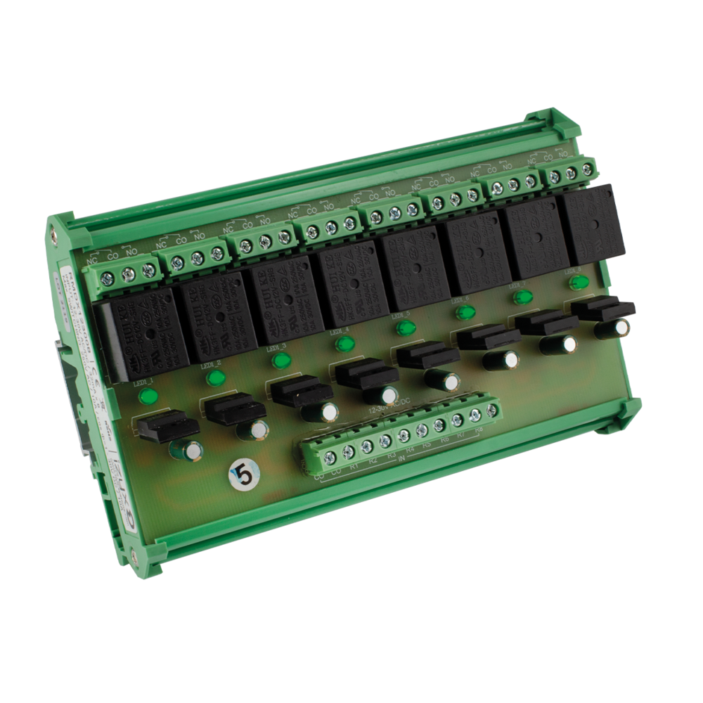 Image du produit Relais rail DIN 12-30V AC/DC 8 relais / 8 LEDs Max. 250V AC