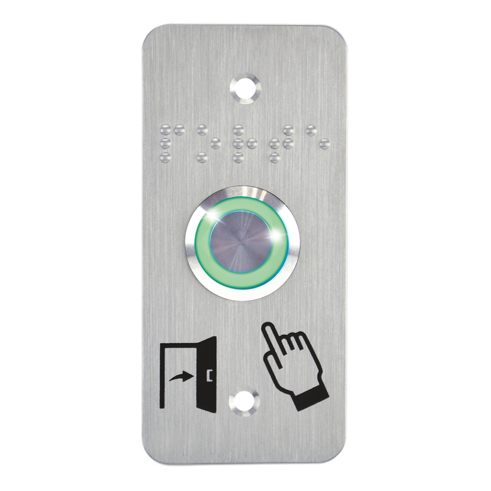 Image du produit Bouton poussoir acier inox d=19 mm Halo vert 12V DC Contact