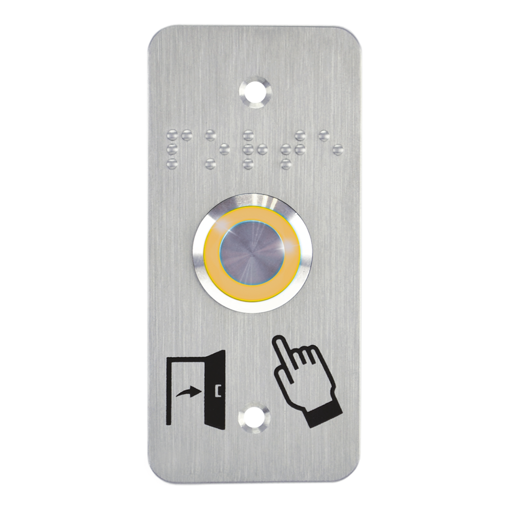 Image du produit Bouton poussoir acier inox d=19 mm Halo jaune 12V DC Contact