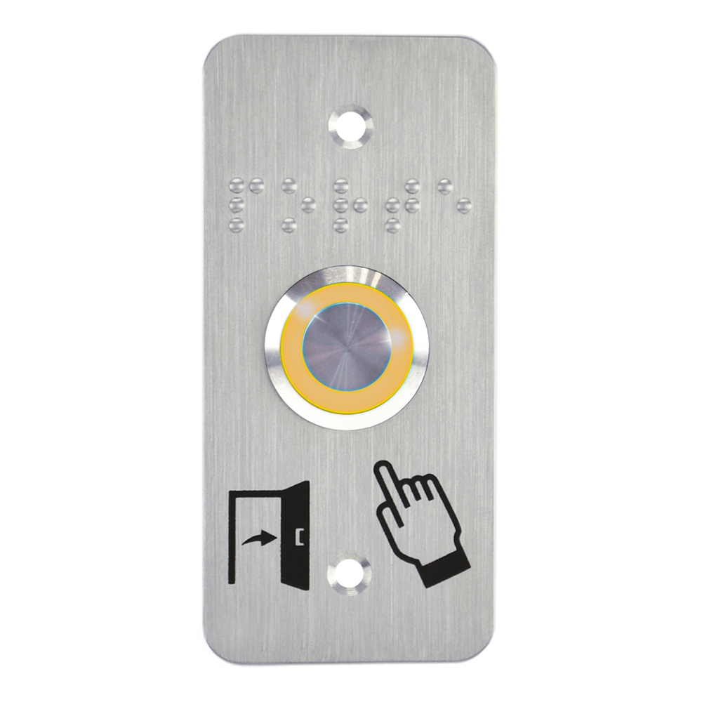 Image du produit Bouton poussoir acier inox d=19 mm Halo jaune 12V DC Contact