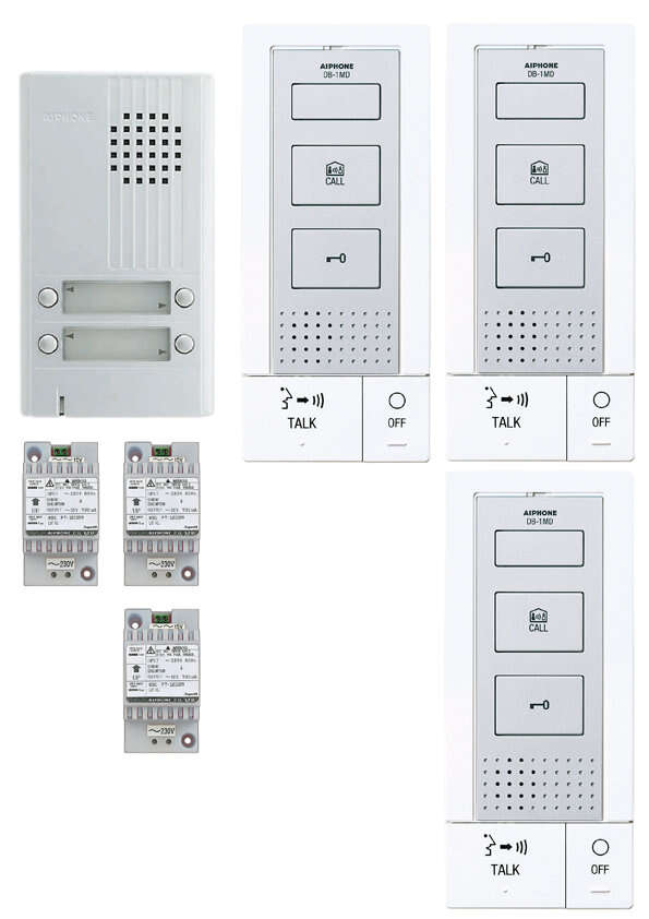 Image du produit Kit audio platine alu saillie 4bp, 3 postes maîtres mains-li