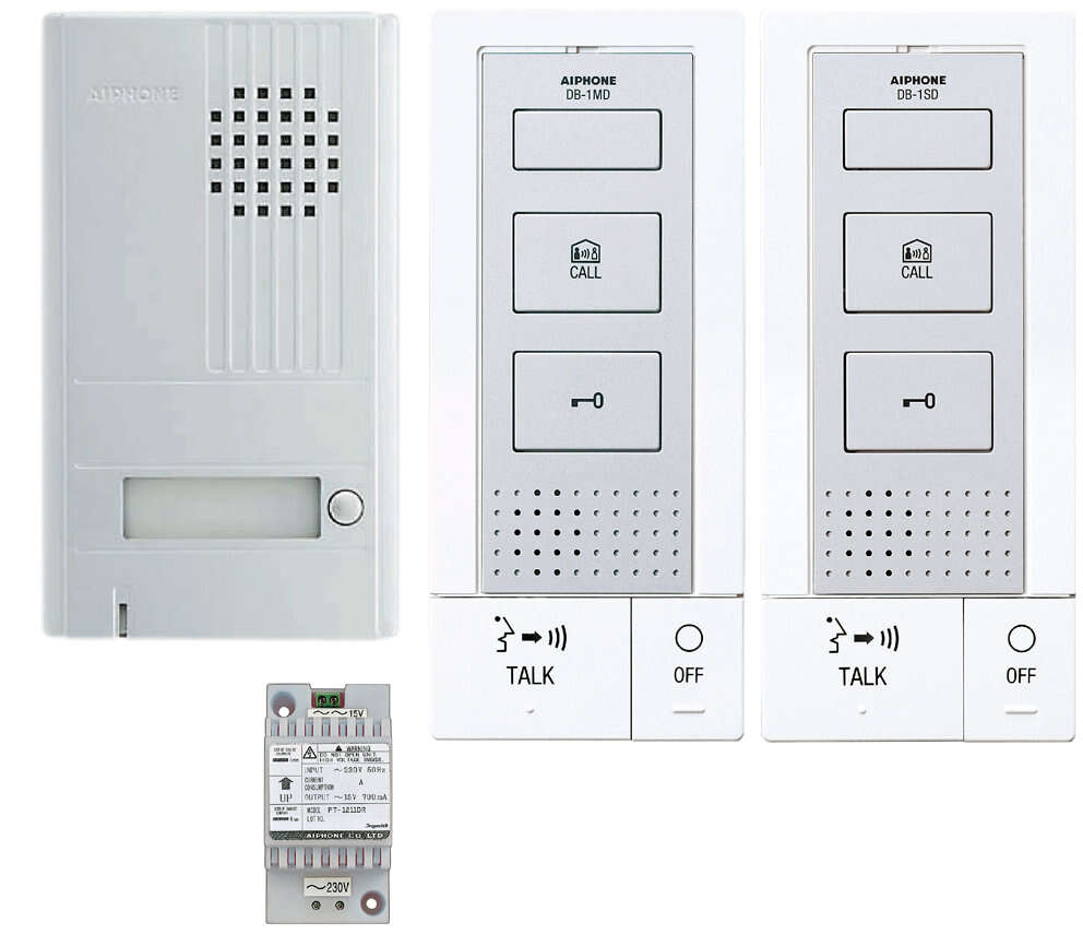 Image du produit Kit audio 2 fils intégral m.l, plat. saillie alu, 1 bouton,