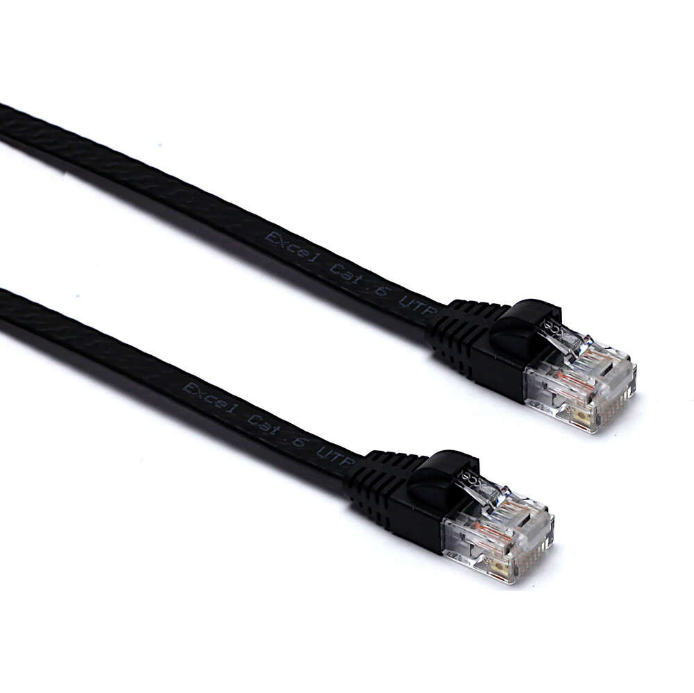 Image du produit EXCEL CAT6 UTP FLAT PATCH LEAD 200MM BLACK PK 10