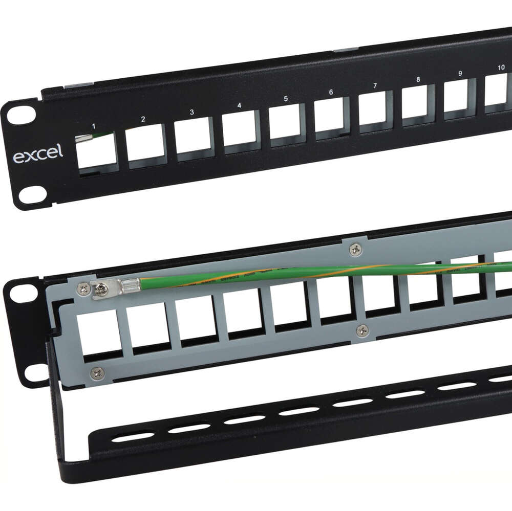 Image du produit EXCEL MicroLAN 12-PORT KEYSTON E PATCH PANEL-BLACK