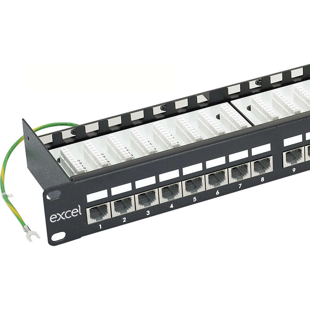 Image du produit Excel Cat6 24P C6 FTP R/Angled Patch Panel Black