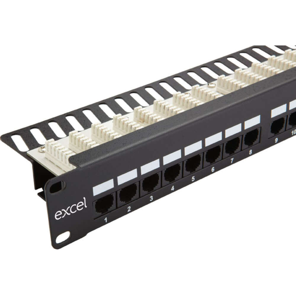 Image du produit Excel Cat5e 1U 24P UTP R/Angle Patch Panel Black