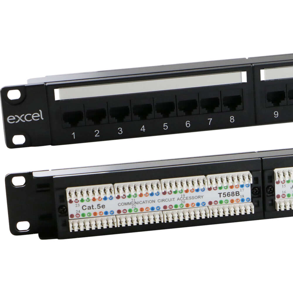 Image du produit Excel Plus Cat5e 24 Port 1U Patch Panel Black