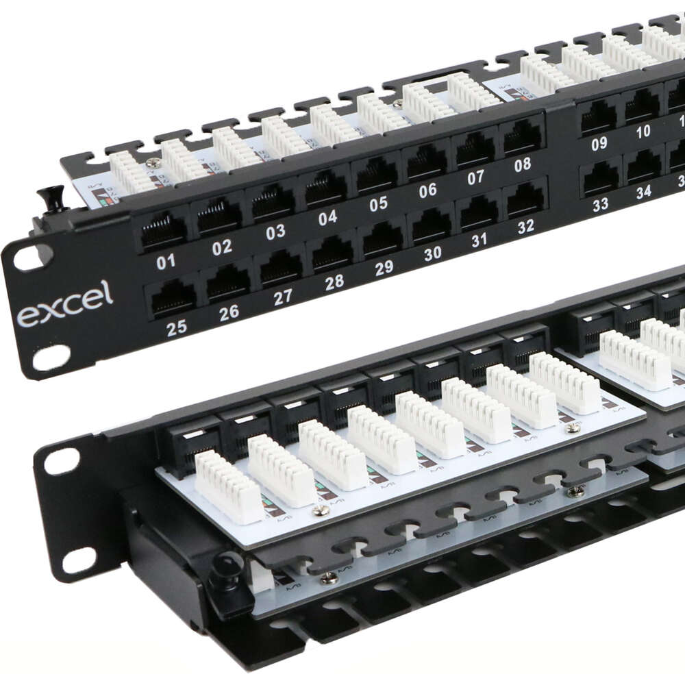 Image du produit Excel Cat5e 48PT 1U R/Angle PCB Patch Panel Black