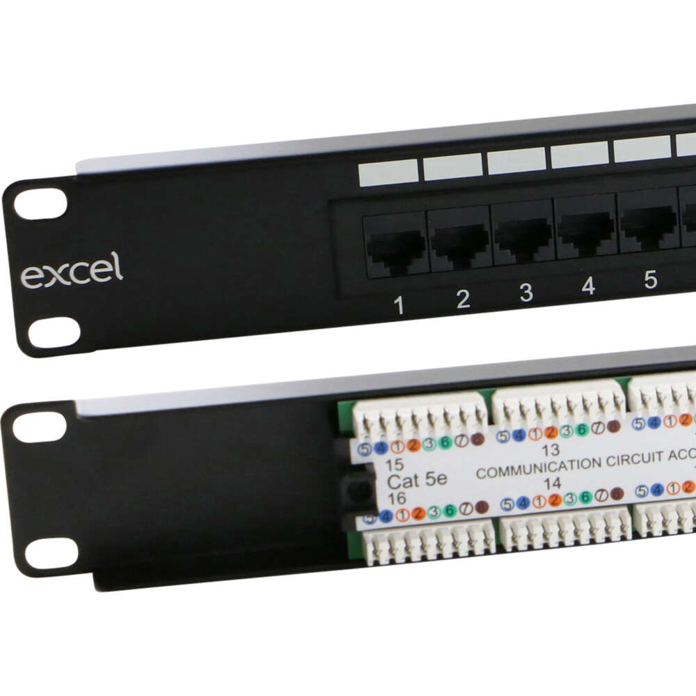 Image du produit Excel Cat5e 1U 16 Port UTP Patch Panel Black