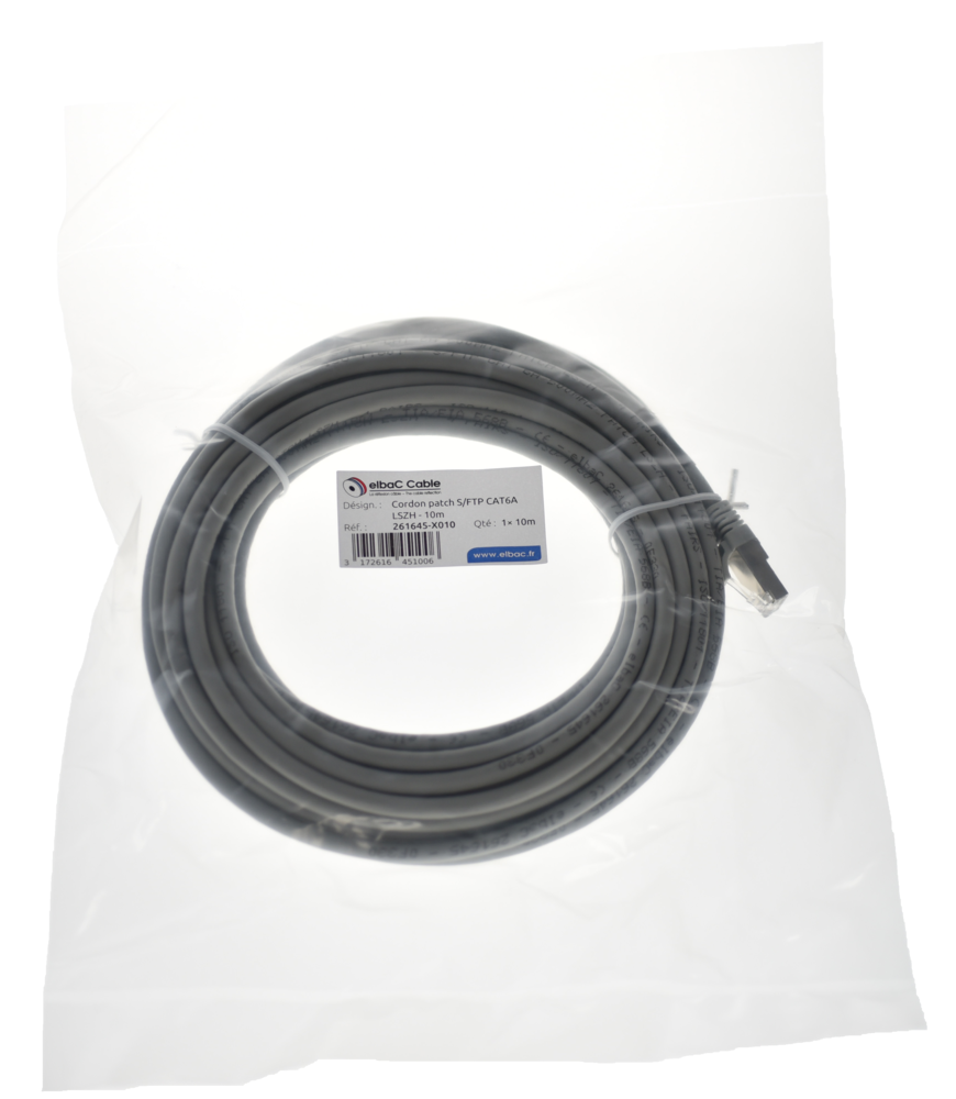 Image du produit CORDON S/FTP CAT6A AWG26 LSZH GRIS 10M Cordon 1 PC10m