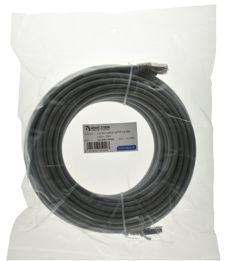 Image du produit CORDON S/FTP CAT6A AWG26 LSZH GRIS 20M Cordon 1 PC20m