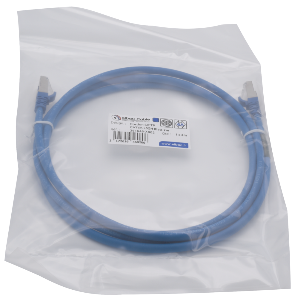 Image du produit CORDON S/FTP CAT6A AWG26 LSZH BLEU 02M Cordon 1 PC 2m