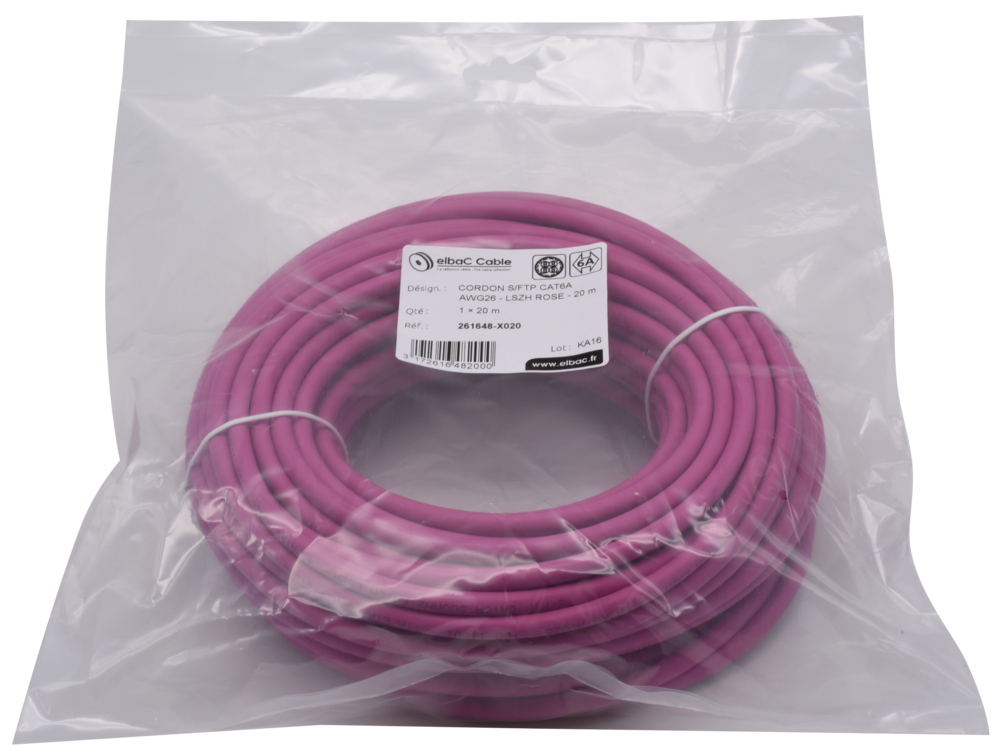 Image du produit CORDON S/FTP CAT6A AWG26 LSZH ROSE 20M Cordon 1 PC20m