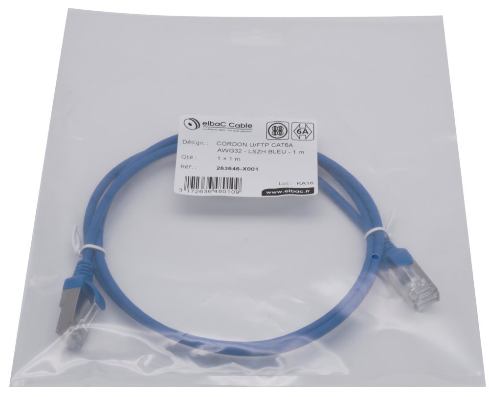 Image du produit CORDON U/FTP CAT6A AWG32 LSZH BLEU 1M Cordon 1 PC 1m