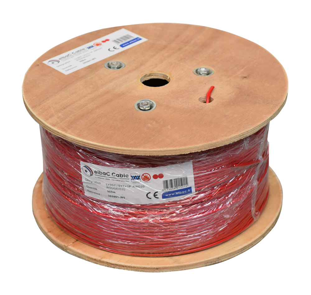 Image du produit SYT+/LY9ST 01P AWG20 ROUGE Bob. bois 500 M