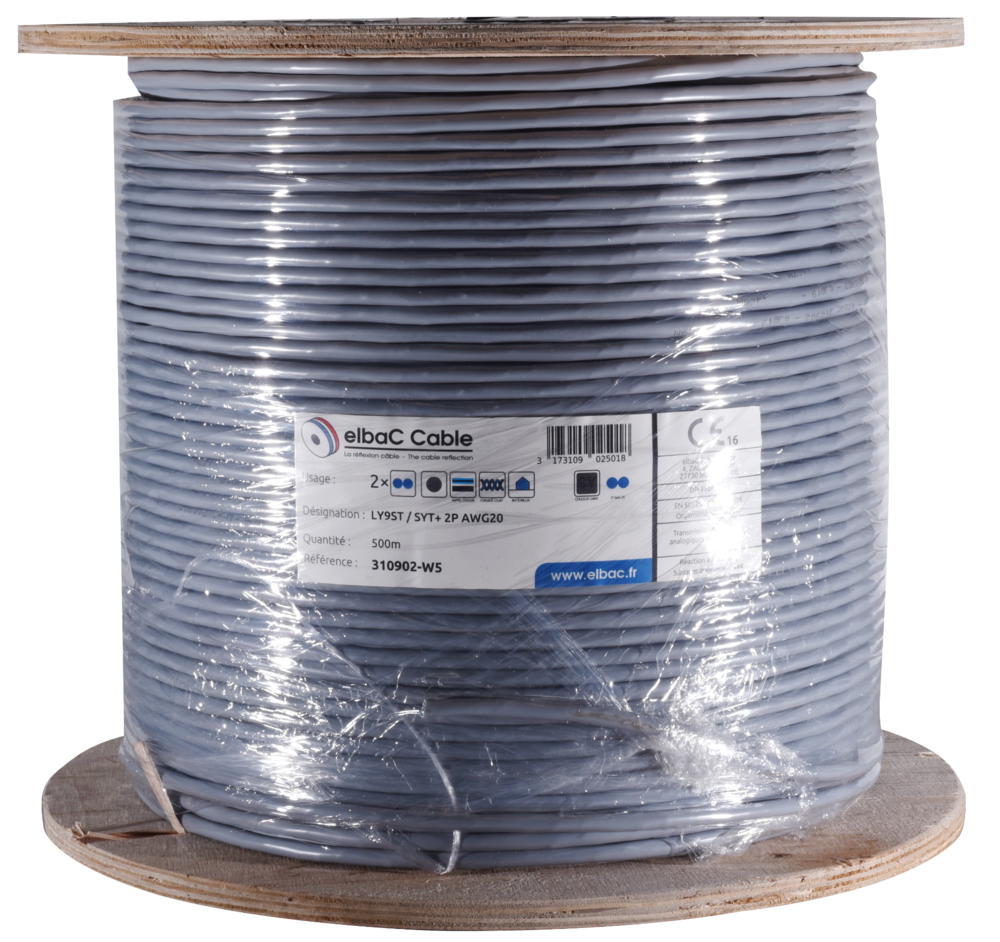 Image du produit SYT+/LY9ST 02P AWG20 Bob. bois 500 M