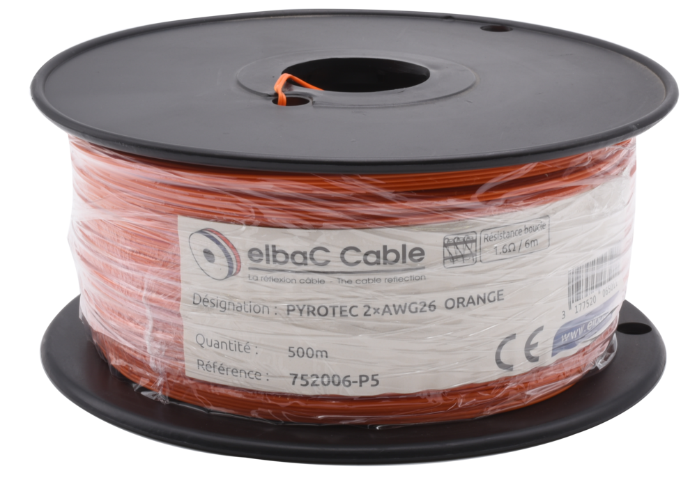 Image du produit PYROTEC 2 x AWG26 ORANGE Bob. plas. 500 M