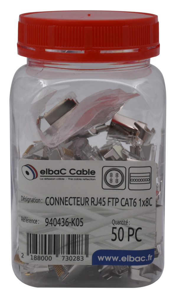 Image du produit CONNECTEUR RJ45 FTP CAT6 1x8C 1.0/6 Boite 50 PC