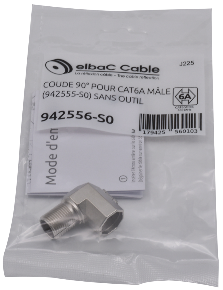 Image du produit COUDE A 90 POUR CAT6A MALE SANS OUTIL Sachet 1 PC