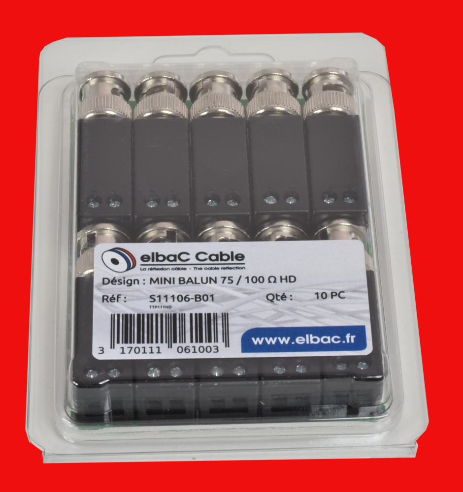 Image du produit MINI BALUN 75/100 OHMS HD - TTP111HD Boite 10 PC