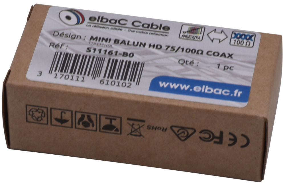 Image du produit MINI BALUN HD 75/100 OHMS COAX Boite 1 PC