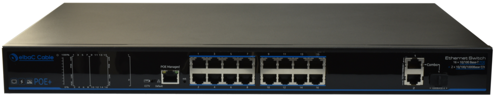 Image du produit SWITCH MANAGEABLE 250W- 16×100Mb/POE+ & 2x1000Mb & 1SFP Boit