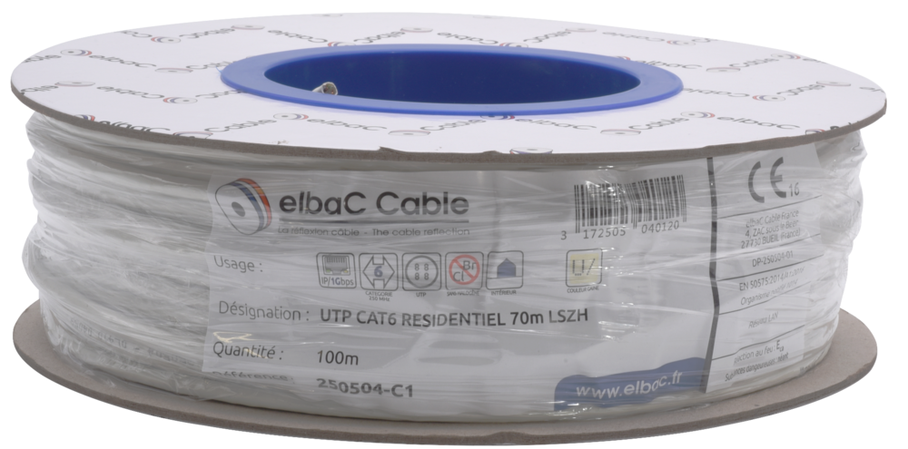 Image du produit UTP CAT6 RESIDENTIEL 70m LSZH Bob. cart. 100 M