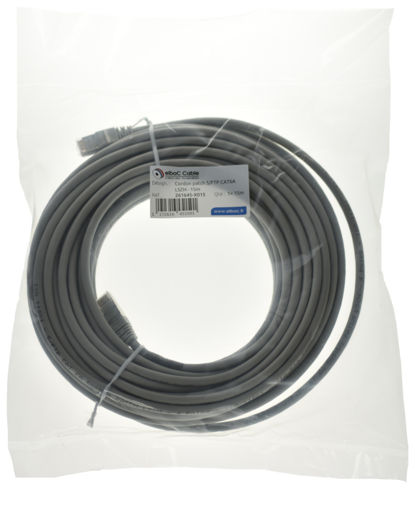 Image du produit CORDON S/FTP CAT6A AWG26 LSZH GRIS 15M Cordon 1 PC15m