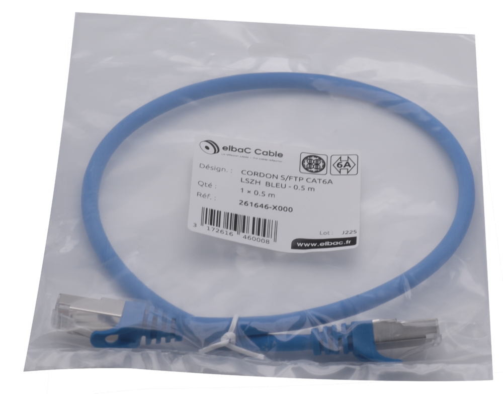 Image du produit CORDON S/FTP CAT6A AWG26 LSZH BLEU 0.5M Cordon 1 PC0.5