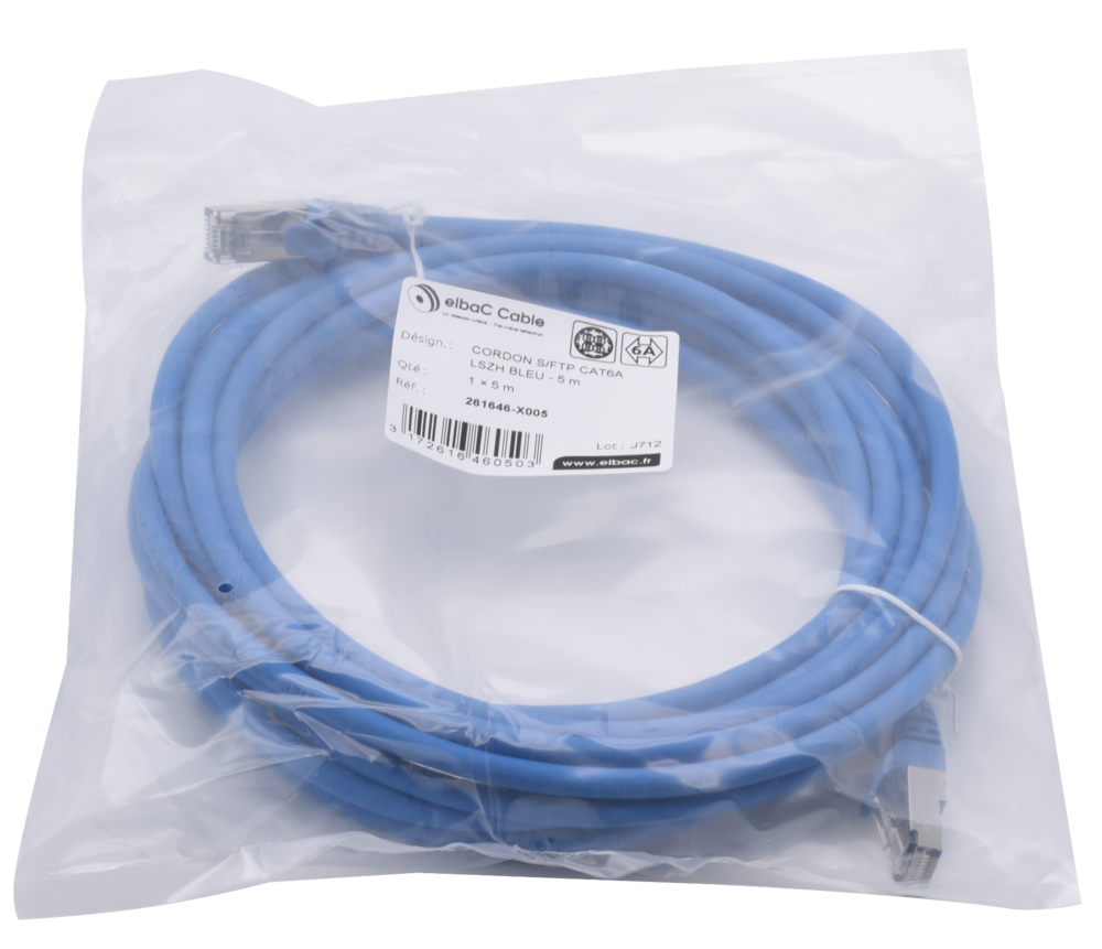 Image du produit CORDON S/FTP CAT6A AWG26 LSZH BLEU 05M Cordon 1 PC 5m