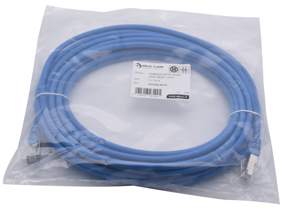 Image du produit CORDON S/FTP CAT6A AWG26 LSZH BLEU 10M Cordon 1 PC10m