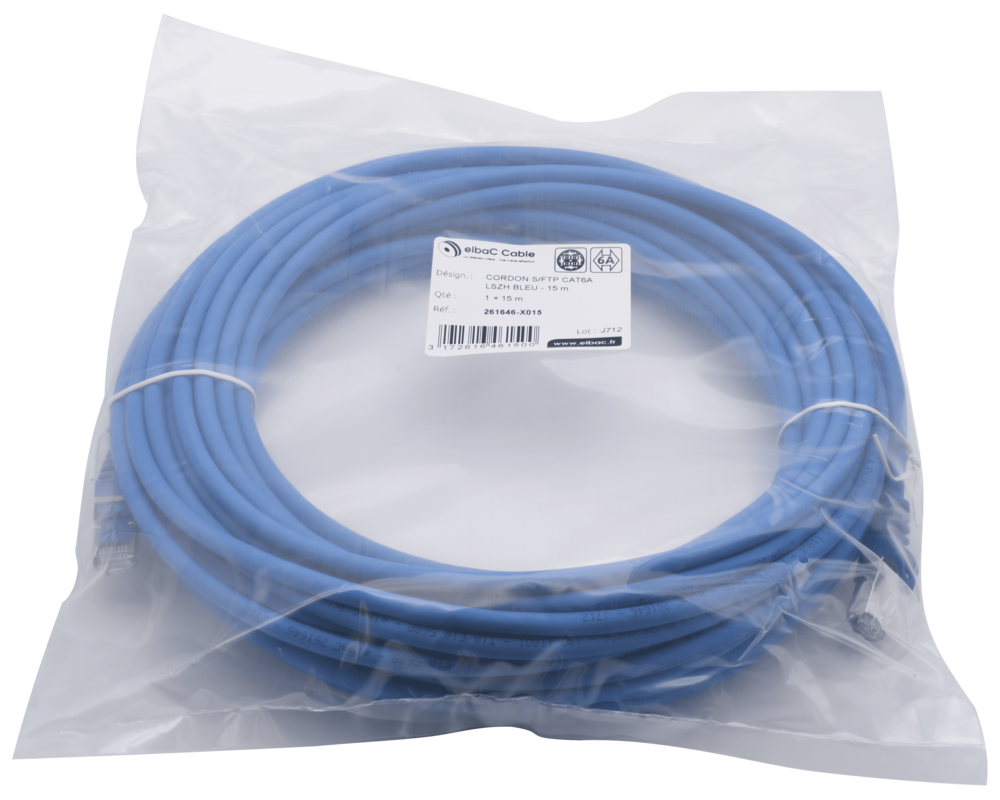 Image du produit CORDON S/FTP CAT6A AWG26 LSZH BLEU 15M Cordon 1 PC15m