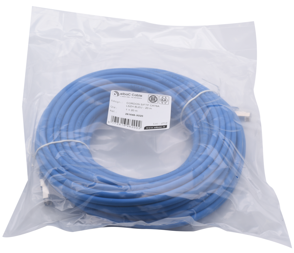 Image du produit CORDON S/FTP CAT6A AWG26 LSZH BLEU 20M Cordon 1 PC20m