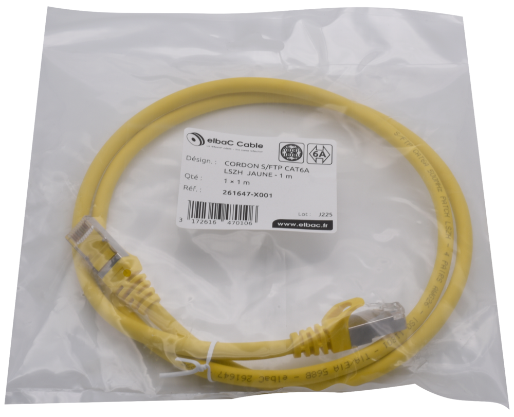 Image du produit CORDON S/FTP CAT6A AWG26 LSZH JAUNE 01M Cordon 1 PC 1m