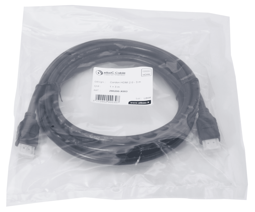 Image du produit CORDON HDMI 2.0 - 3M Cordon 1 PC 3m