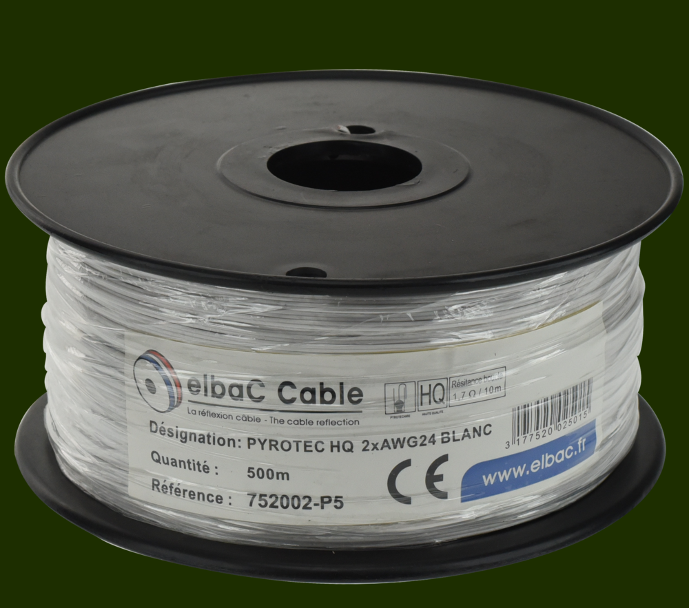 Image du produit PYROTEC 2 x AWG24 HQ BLANC Bob. plas. 500 M