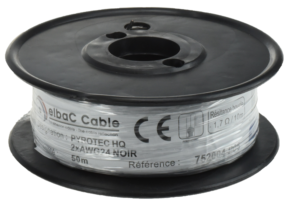 Image du produit PYROTEC 2 x AWG24 HQ NOIR Bob. plas. 50 M