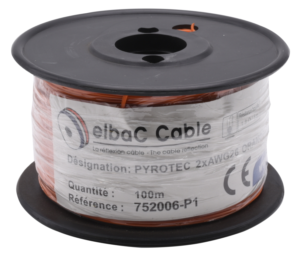 Image du produit PYROTEC 2 x AWG26 ORANGE Bob. plas. 100 M