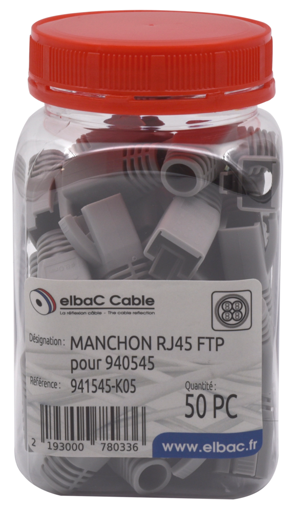 Image du produit MANCHON GRIS RJ45 FTP CAT6A CABLE DIAM 8 Boite 50 PC