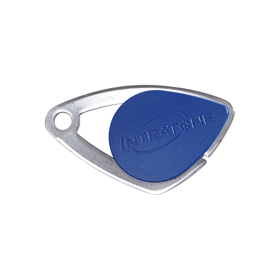 Image du produit Badge &eacute;lectronique Mifare - insert inox grav&eacute; - Bleu (colisage 20)