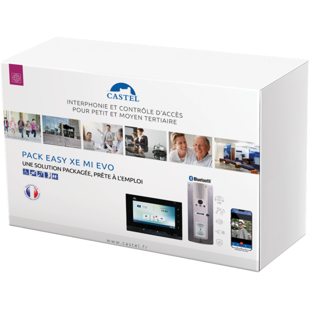 Image du produit Pack XE VIDEO 1B MI EVO, XE MONITOR, 1 Switch 4 PoE+, 2 ext castelsip, 5 badges