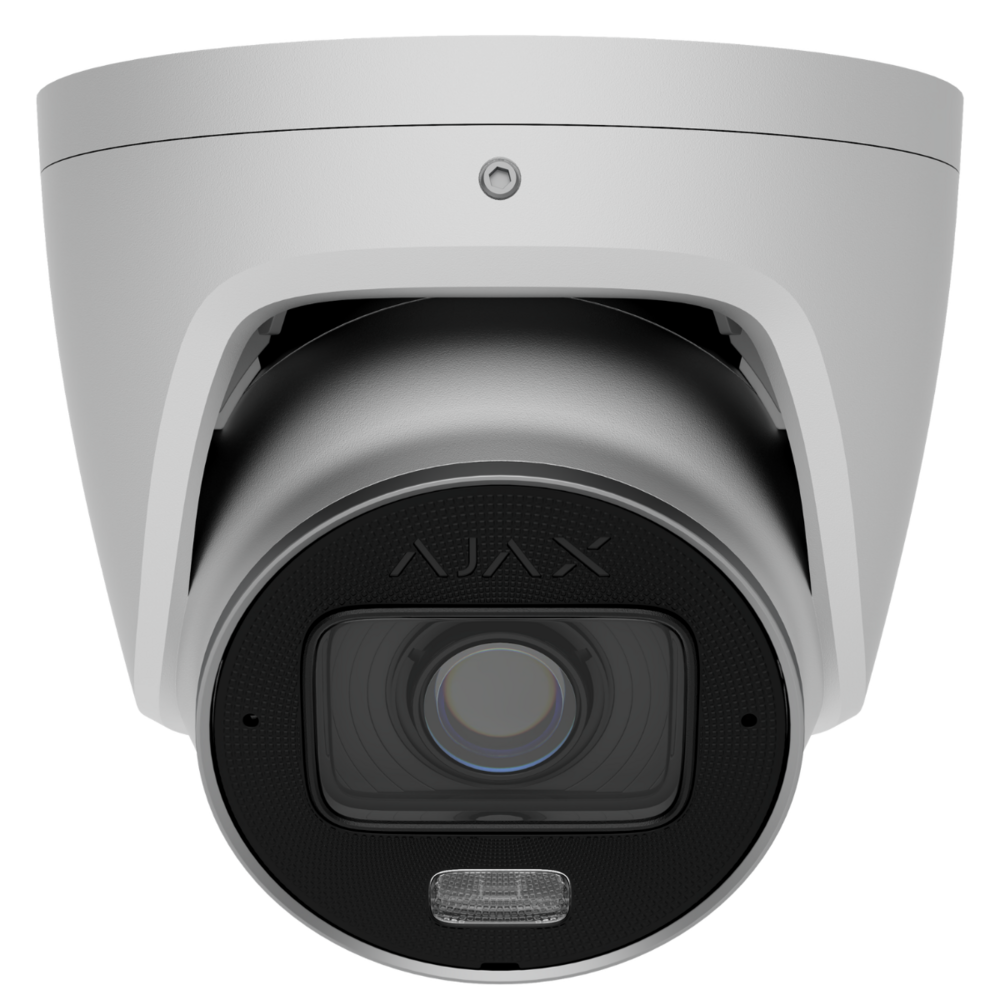Image du produit Cam&eacute;ra Turret IP 5Mp filaire, IA, Obj 2,8-12mm, IR hybride, TrueWDR, micro/Hp - PoE/12V-E/S Alarme-Int/Ext -Blanc
